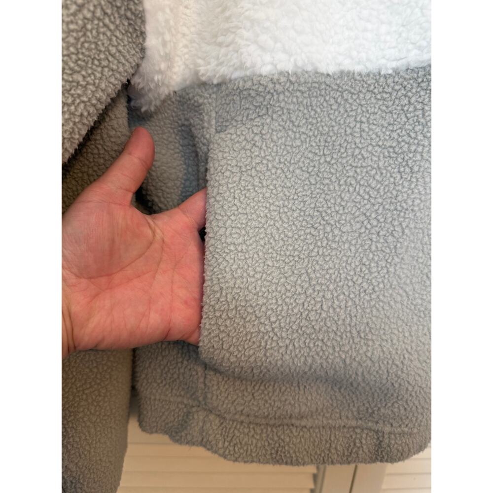 Columbia Gray Sherpa Fleece Quarter Snap Button Pullover Pockets Gorpcore-L - Picture 2 of 9